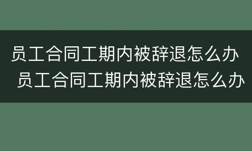 员工合同工期内被辞退怎么办 员工合同工期内被辞退怎么办