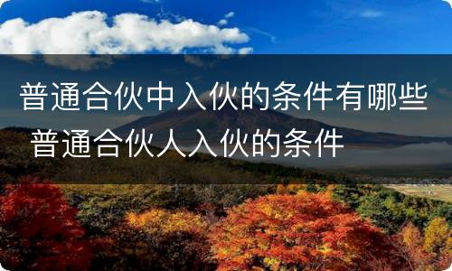 普通合伙中入伙的条件有哪些 普通合伙人入伙的条件
