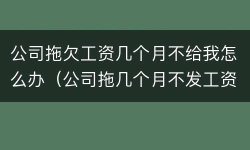 公司拖欠工资几个月不给我怎么办（公司拖几个月不发工资）