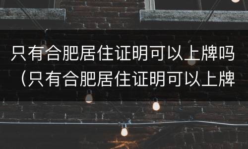 只有合肥居住证明可以上牌吗（只有合肥居住证明可以上牌吗现在）