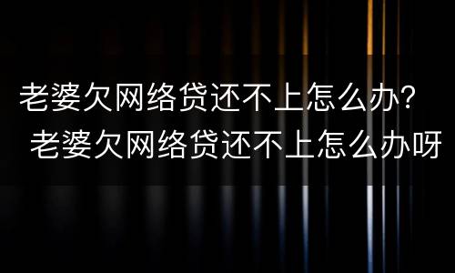 老婆欠网络贷还不上怎么办？ 老婆欠网络贷还不上怎么办呀