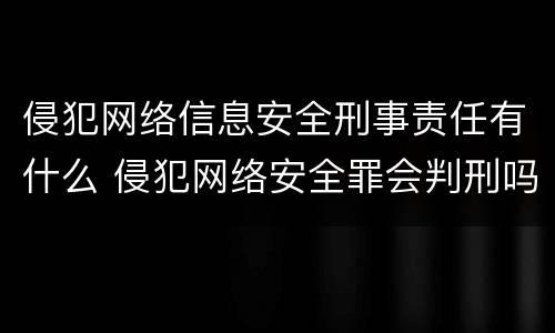 侵犯网络信息安全刑事责任有什么 侵犯网络安全罪会判刑吗?