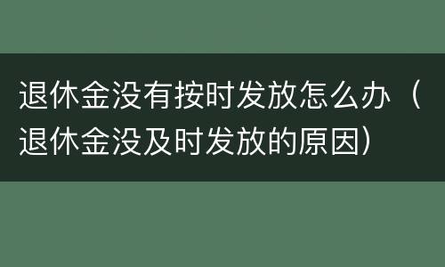 退休金没有按时发放怎么办（退休金没及时发放的原因）