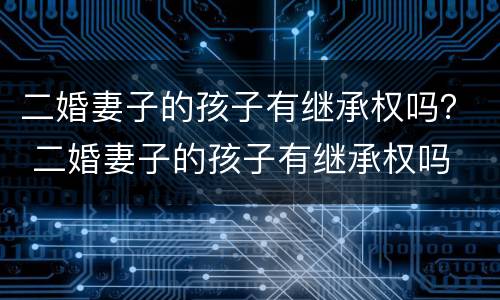 二婚妻子的孩子有继承权吗？ 二婚妻子的孩子有继承权吗
