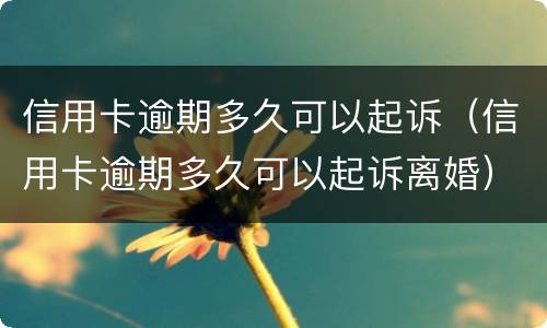 信用卡逾期多久可以起诉（信用卡逾期多久可以起诉离婚）