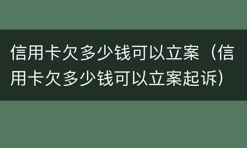 信用卡欠多少钱可以立案（信用卡欠多少钱可以立案起诉）