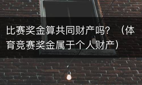 比赛奖金算共同财产吗？（体育竞赛奖金属于个人财产）