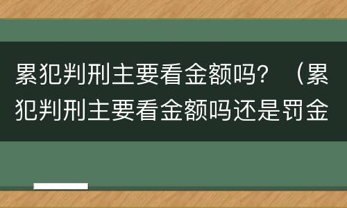 累犯判刑主要看金额吗？（累犯判刑主要看金额吗还是罚金）