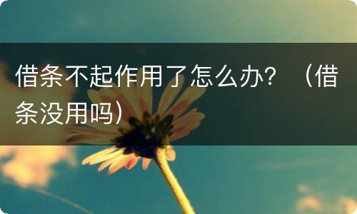 借条不起作用了怎么办？（借条没用吗）