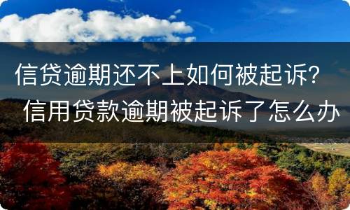 信贷逾期还不上如何被起诉？ 信用贷款逾期被起诉了怎么办
