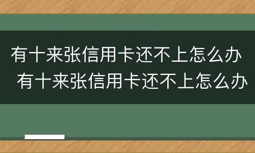 有十来张信用卡还不上怎么办 有十来张信用卡还不上怎么办呢