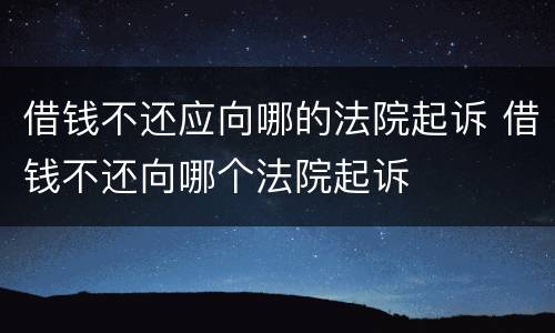 借钱不还应向哪的法院起诉 借钱不还向哪个法院起诉