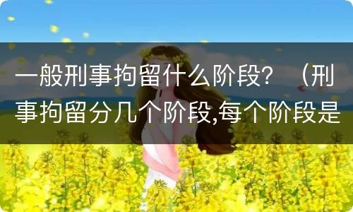 一般刑事拘留什么阶段？（刑事拘留分几个阶段,每个阶段是多久）