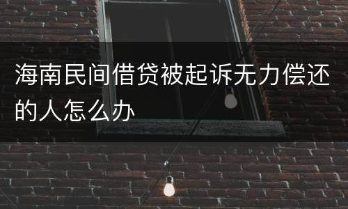 海南民间借贷被起诉无力偿还的人怎么办