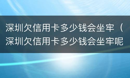 深圳欠信用卡多少钱会坐牢（深圳欠信用卡多少钱会坐牢呢）