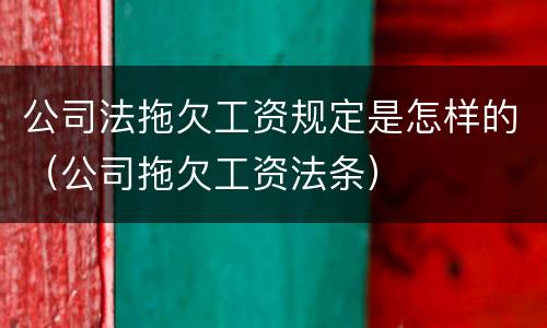 公司法拖欠工资规定是怎样的（公司拖欠工资法条）