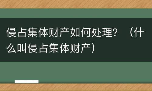 侵占集体财产如何处理？（什么叫侵占集体财产）