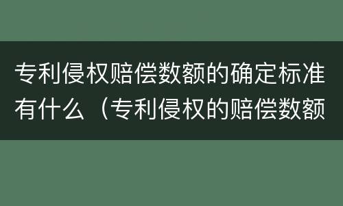 专利侵权赔偿数额的确定标准有什么（专利侵权的赔偿数额如何确定）