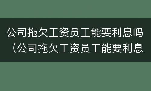 公司拖欠工资员工能要利息吗（公司拖欠工资员工能要利息吗怎么办）