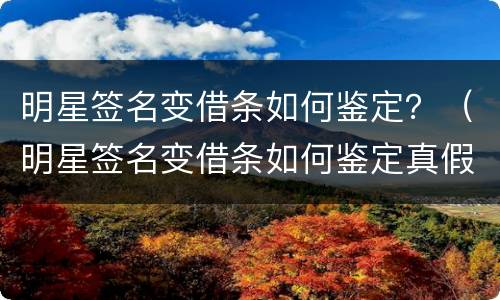 明星签名变借条如何鉴定？（明星签名变借条如何鉴定真假）