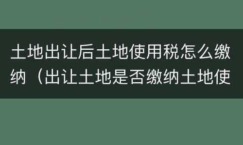 土地出让后土地使用税怎么缴纳（出让土地是否缴纳土地使用税）