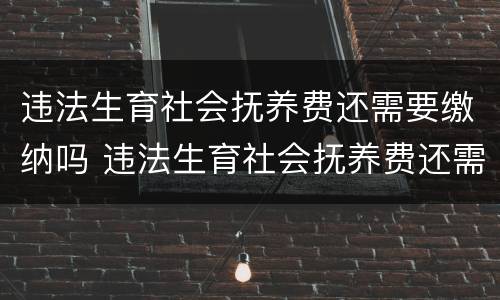 违法生育社会抚养费还需要缴纳吗 违法生育社会抚养费还需要缴纳吗知乎