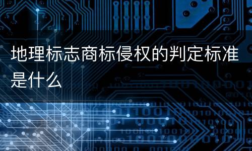 地理标志商标侵权的判定标准是什么