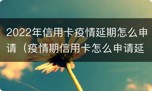2022年信用卡疫情延期怎么申请（疫情期信用卡怎么申请延期）