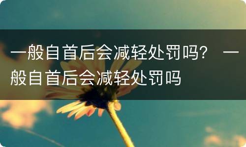 一般自首后会减轻处罚吗？ 一般自首后会减轻处罚吗