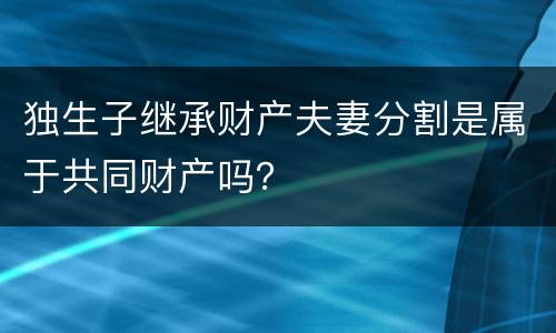 独生子继承财产夫妻分割是属于共同财产吗？