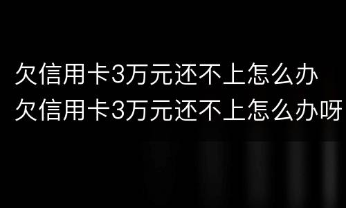 欠信用卡3万元还不上怎么办 欠信用卡3万元还不上怎么办呀