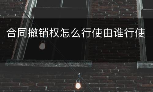 合同撤销权怎么行使由谁行使