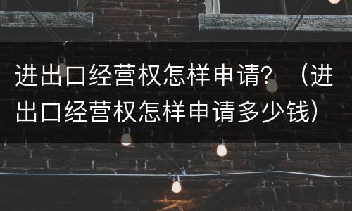 进出口经营权怎样申请？（进出口经营权怎样申请多少钱）