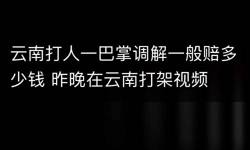 云南打人一巴掌调解一般赔多少钱 昨晚在云南打架视频