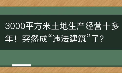 3000平方米土地生产经营十多年！突然成“违法建筑”了？
