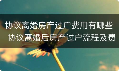 协议离婚房产过户费用有哪些 协议离婚后房产过户流程及费用