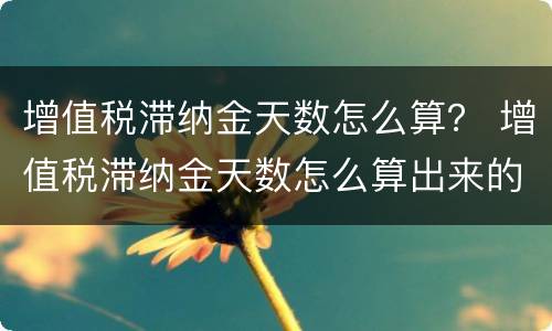 增值税滞纳金天数怎么算？ 增值税滞纳金天数怎么算出来的
