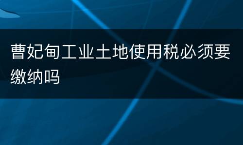 曹妃甸工业土地使用税必须要缴纳吗