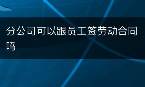 分公司可以跟员工签劳动合同吗