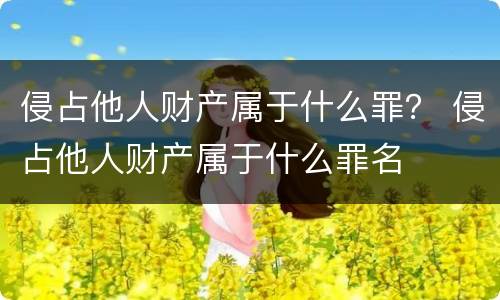侵占他人财产属于什么罪？ 侵占他人财产属于什么罪名