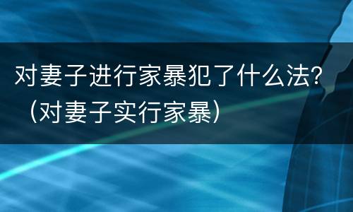 对妻子进行家暴犯了什么法？（对妻子实行家暴）