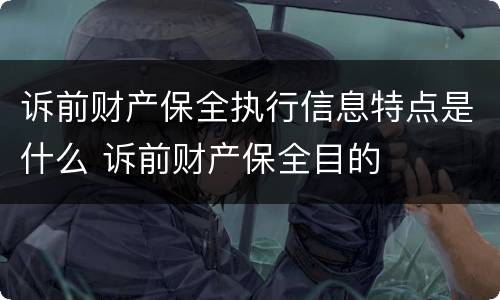 诉前财产保全执行信息特点是什么 诉前财产保全目的