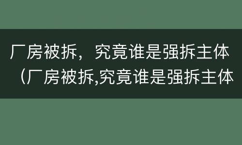 厂房被拆，究竟谁是强拆主体（厂房被拆,究竟谁是强拆主体呢）
