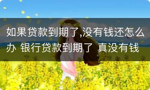 如果贷款到期了,没有钱还怎么办 银行贷款到期了 真没有钱还怎么办
