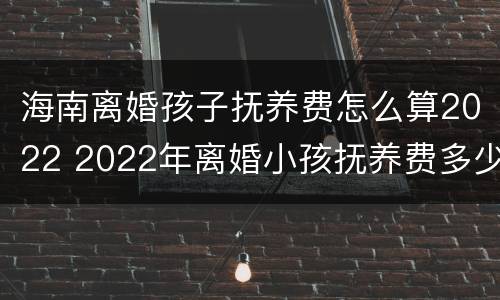 海南离婚孩子抚养费怎么算2022 2022年离婚小孩抚养费多少