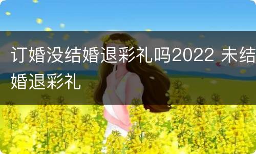 订婚没结婚退彩礼吗2022 未结婚退彩礼