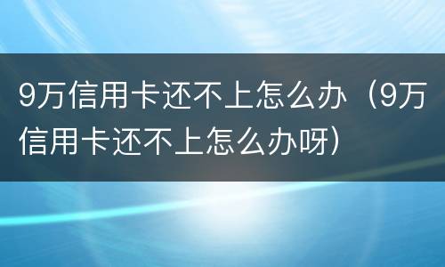 9万信用卡还不上怎么办（9万信用卡还不上怎么办呀）