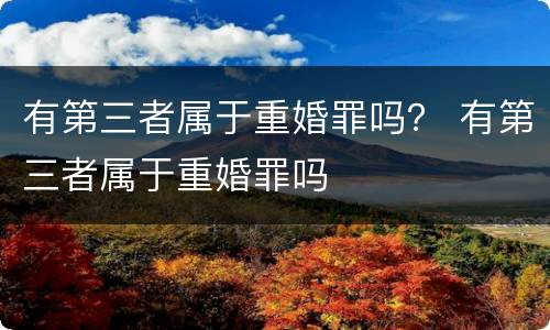 有第三者属于重婚罪吗？ 有第三者属于重婚罪吗