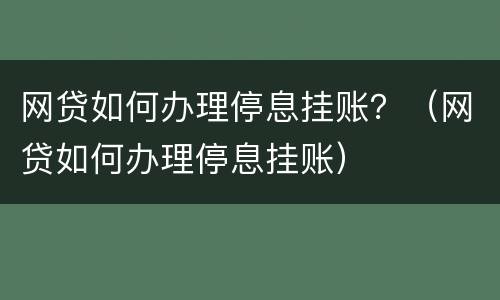 网贷如何办理停息挂账？（网贷如何办理停息挂账）