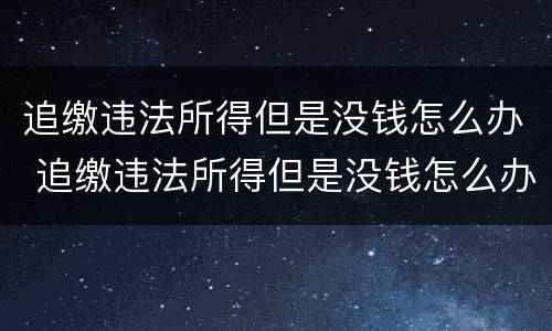 追缴违法所得但是没钱怎么办 追缴违法所得但是没钱怎么办呢
